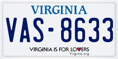 VA license plate VAS8633