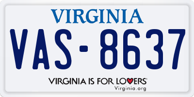 VA license plate VAS8637