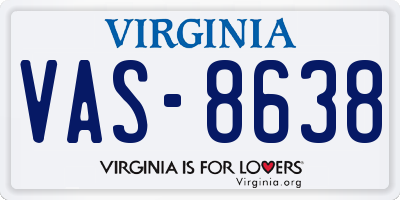 VA license plate VAS8638