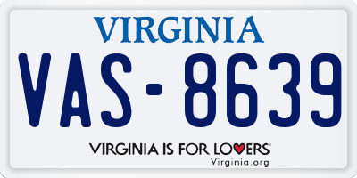 VA license plate VAS8639