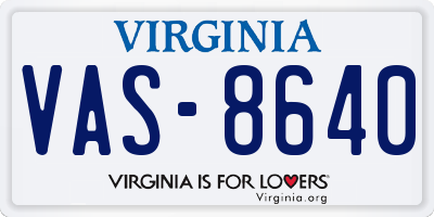 VA license plate VAS8640