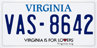 VA license plate VAS8642