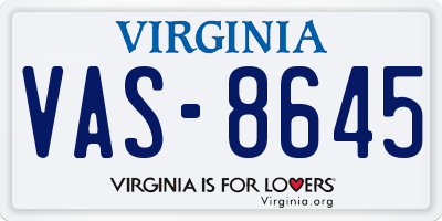 VA license plate VAS8645