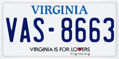 VA license plate VAS8663