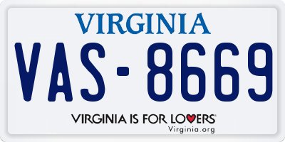 VA license plate VAS8669