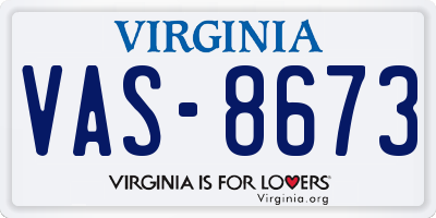 VA license plate VAS8673