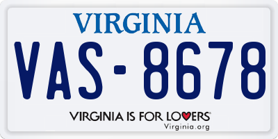 VA license plate VAS8678