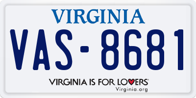VA license plate VAS8681