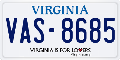 VA license plate VAS8685