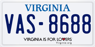 VA license plate VAS8688