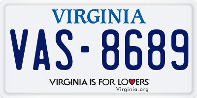 VA license plate VAS8689