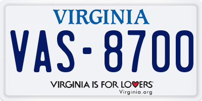 VA license plate VAS8700
