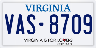 VA license plate VAS8709