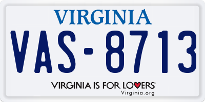 VA license plate VAS8713