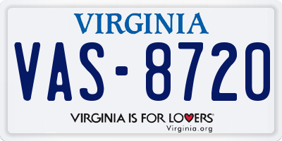 VA license plate VAS8720