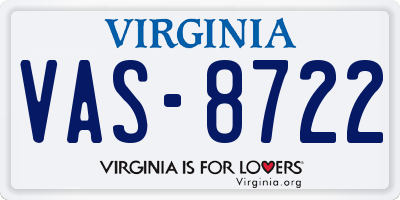 VA license plate VAS8722