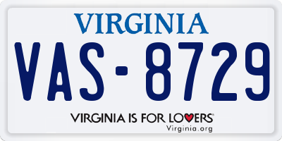 VA license plate VAS8729