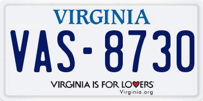 VA license plate VAS8730