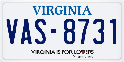 VA license plate VAS8731