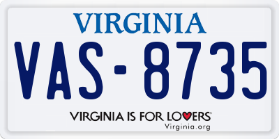 VA license plate VAS8735