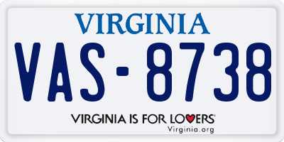 VA license plate VAS8738
