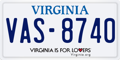 VA license plate VAS8740