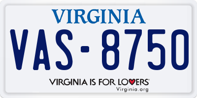 VA license plate VAS8750