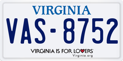 VA license plate VAS8752