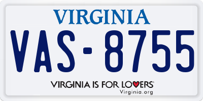 VA license plate VAS8755