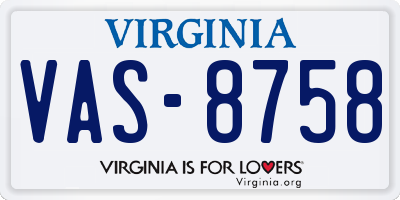 VA license plate VAS8758