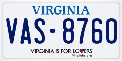 VA license plate VAS8760