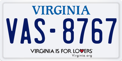 VA license plate VAS8767