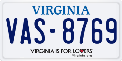 VA license plate VAS8769