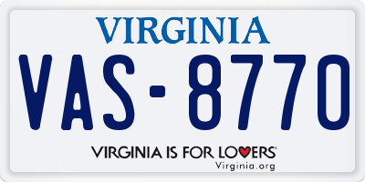 VA license plate VAS8770