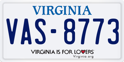 VA license plate VAS8773