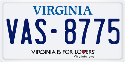 VA license plate VAS8775