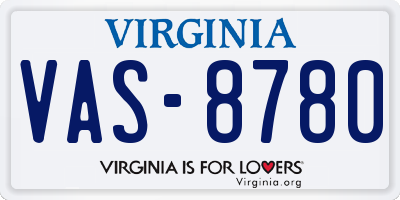 VA license plate VAS8780