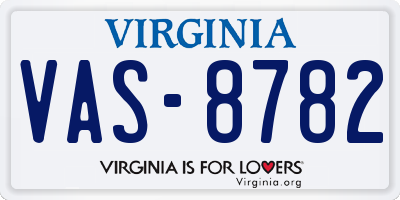 VA license plate VAS8782