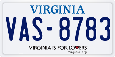 VA license plate VAS8783