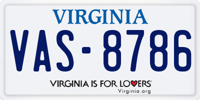 VA license plate VAS8786