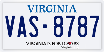 VA license plate VAS8787