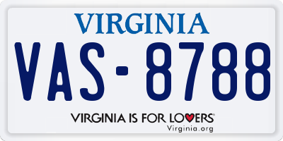 VA license plate VAS8788
