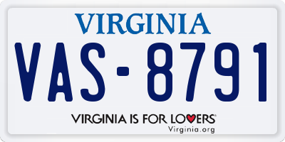 VA license plate VAS8791
