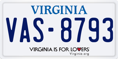 VA license plate VAS8793