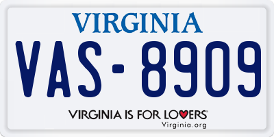 VA license plate VAS8909