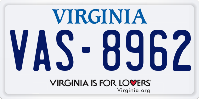 VA license plate VAS8962