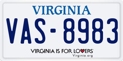 VA license plate VAS8983