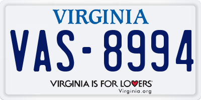 VA license plate VAS8994