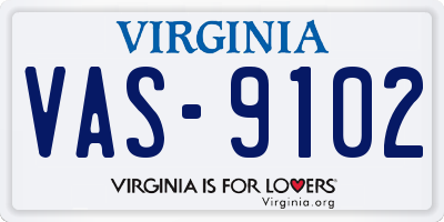 VA license plate VAS9102