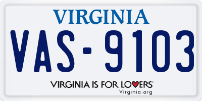 VA license plate VAS9103